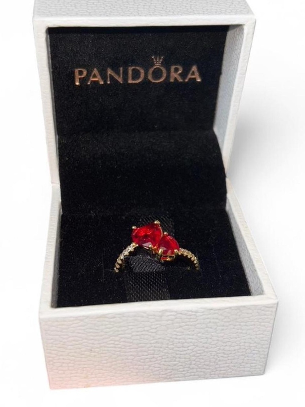 Pandora Gold Ring with Red Gemstone Cluster